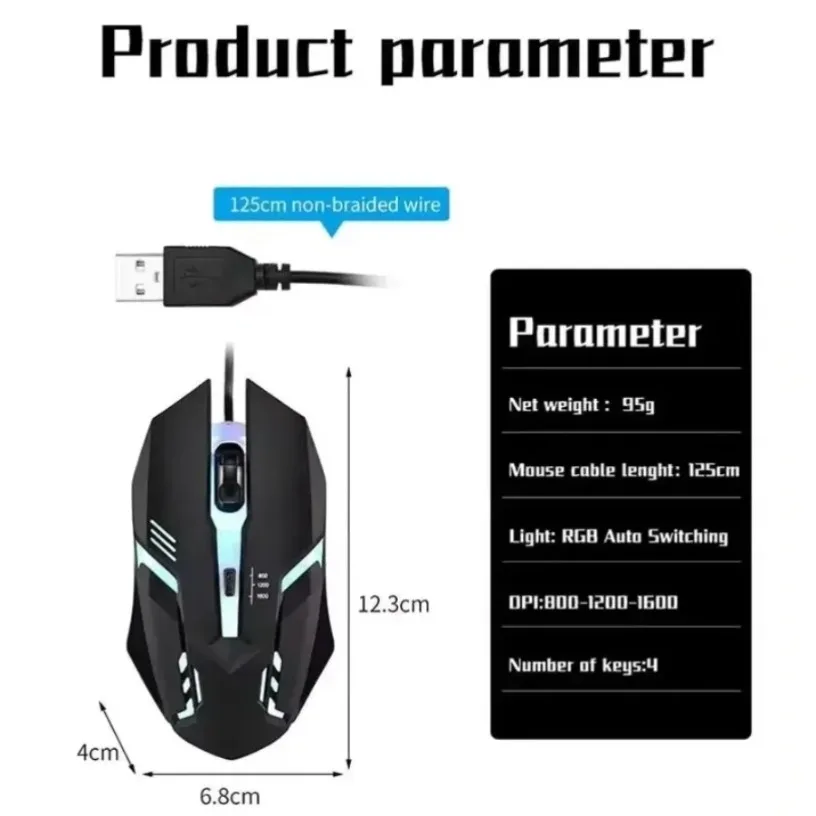 Laptop Mouse - Mouse da gaming con cavo USB,