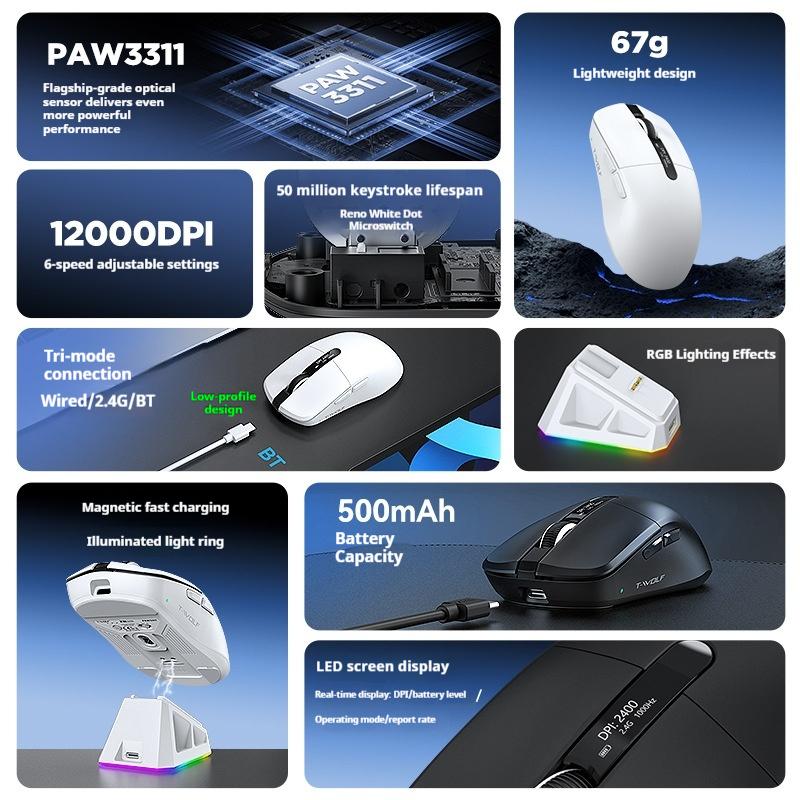 Mouse da gioco wireless T-Wolf - Laptop Mouse recensione e prezzo
